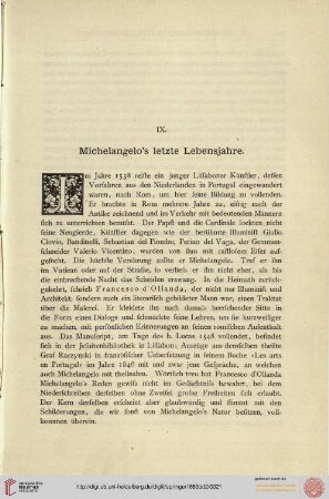 IX. Michelangelo's letzte Lebensjahre
