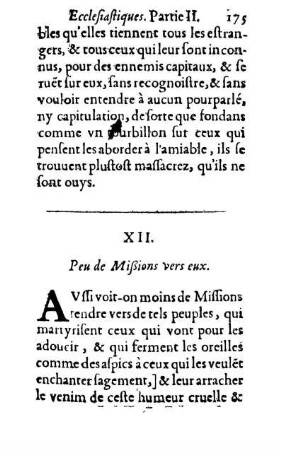 XII. Peu de Mißions vers eux