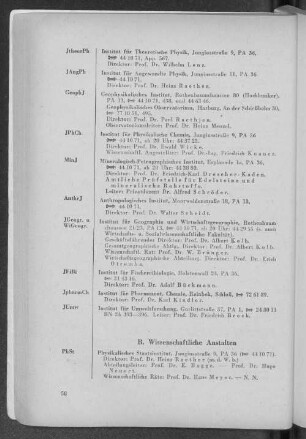 B. Wissenschaftliche Anstalten