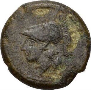 Bronzemünze aus Teanum Sidicinum (Kampanien) mit Darstellung eines Hahns
