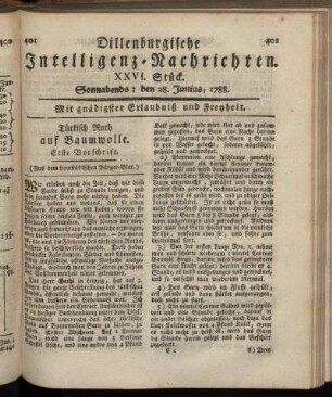 XXVI. Stück. Sonnabends : den 28. Junius, 1788.