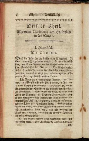 Dritter Theil. Allgemeine Vorstellung der Stufenfolge in den Dingen.