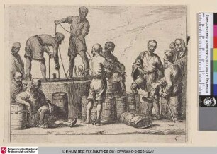 [Seemänner fördern seil aus einem Brunnen; Sailors hauling rope from a well]
