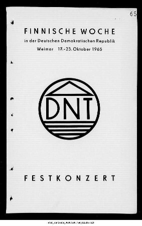 Finnische Woche in der Deutschen Demokratischen Republik [...] Festkonzert (2. Sinfoniekonzert)