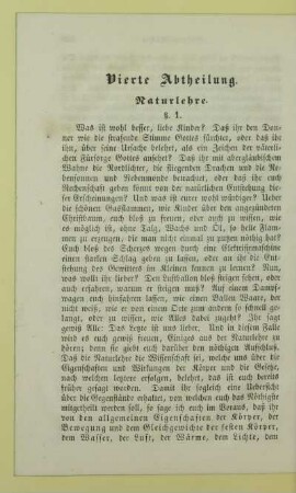Vierte Abtheilung. Naturlehre