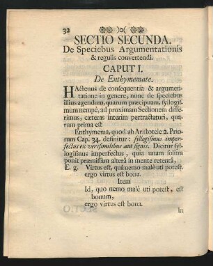 Sectio Secunda. De Speciebus Argumentationis & regulis convertendi