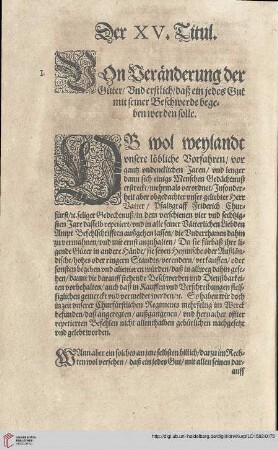 Titul XV Rubr. I Von Verendung der Güter