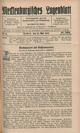 Nr. 11. Rostock, den 15. Mai 1932. 60. Jahrg.