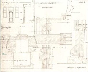 Fischer, Theodor; Schweinfurt (Bayern); Basaltwerke, Verwaltungs-Gebäude - Vorderfront der Loggia 1. OG (Ansicht, Schnitte,Details)