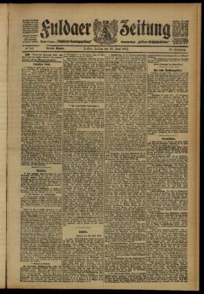 Erste Ausgabe vom Freitag, den 28. Juni 1912.