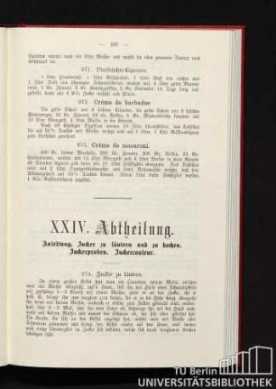 XXIV. Abtheilung. Anleitung, Zucker zu läutern und zu kochen. Zuckerproben. Zuckercouleur.