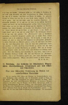 ¬Eine¬ neue litterarische Erscheinung im Gebiete des naturkundlichen Unterrichts