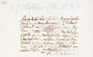 Brief an Ernst Joachim Arfken