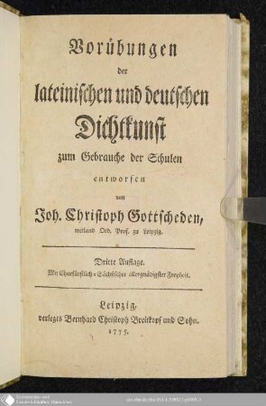 Vorübungen der lateinischen und deutschen Dichtkunst : zum Gebrauche der Schulen