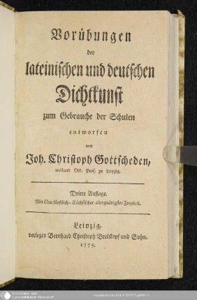 Vorübungen der lateinischen und deutschen Dichtkunst : zum Gebrauche der Schulen