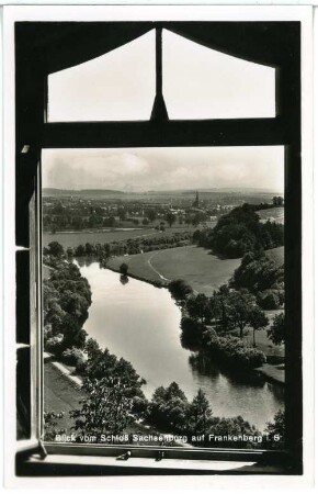 Sachsenburg. Blick vom Schloss Sachsenburg auf Frankenberg