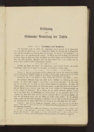 Erklärung und Gebrauchs-Anweisung der Tafeln