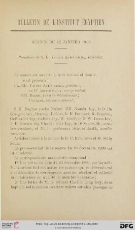 Séance du 12 janvier 1900