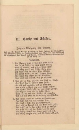 III. Goethe und Schiller