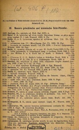 Antiquarischer Katalog, 112. Classische Philologie ; 2
