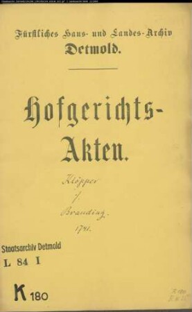 Klöpper, Joh. Töns zu Pottenhausen gegen Joh. Kord Branding zu Pottenhausen - Rückgabe von Land