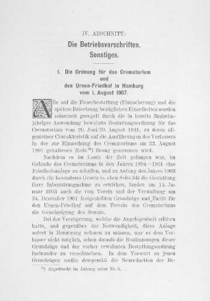 IV. Abschnitt: Die Betriebsvorschriften. Sonstiges.
