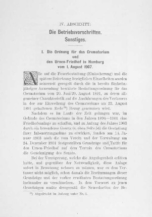 IV. Abschnitt: Die Betriebsvorschriften. Sonstiges.