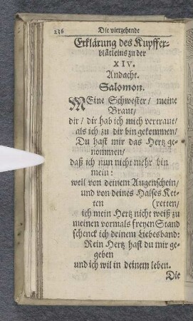 Die vierzehende Andacht / über das Hohelied Salomonis.