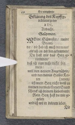 Die vierzehende Andacht / über das Hohelied Salomonis.
