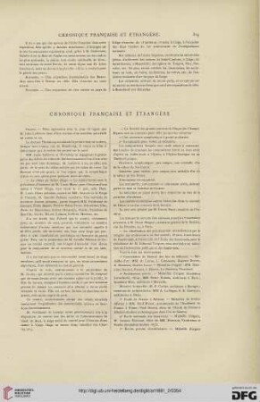 Chronique française et étrangère