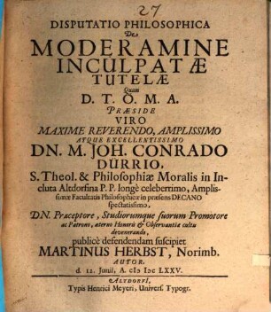 Disp. philos. de moderamine inculpatae tutelae