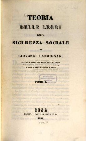 Teoria delle leggi della sicurezza sociale, 1