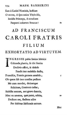 Ad Franciscum Caroli Fratris Filium Exhortatio Ad Virtutem.