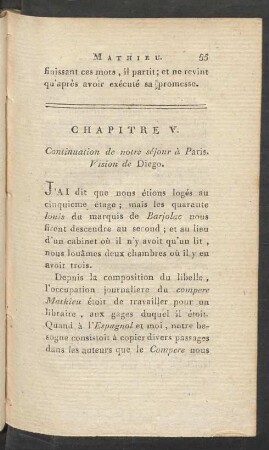Chapitre V. Continuation de notre séjour à Paris. Vision de Diego