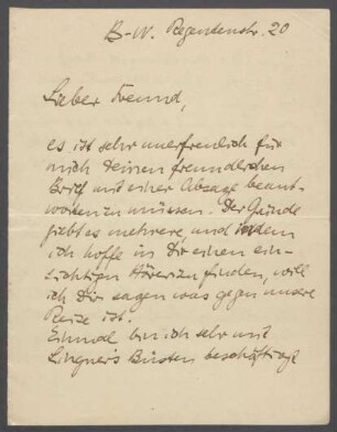 Brief von Georg Kolbe an Hermann Schmitt