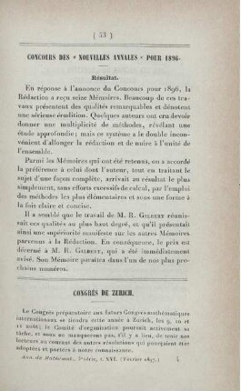 Concours des "Nouvelles Annales" pour 1896.