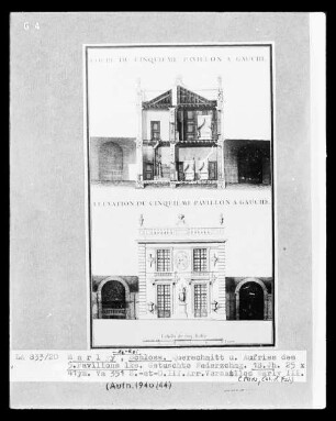 Das Schloss von Marly-le-Roi: Querschnitt und Aufriss des 5. Pavillons links