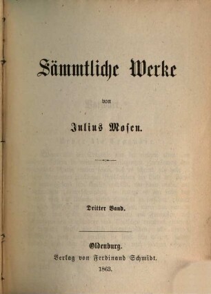 Sämtliche Werke : von Julius Mosen, 3