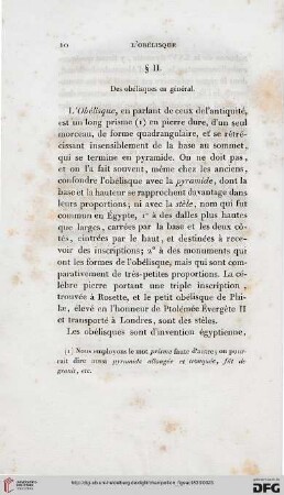 § II: Des obelisques en general