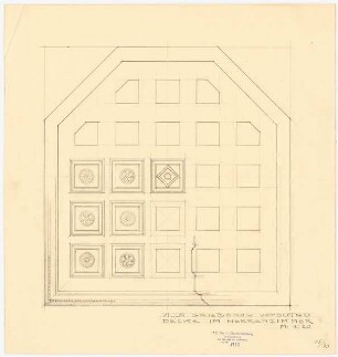 Villa Griebenow, Vetschau Umbau: Decke im Herrenzimmer in Ansicht mit Teilschnitt 1:20
