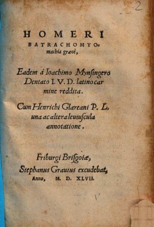 Homeri Batrachomyomachia