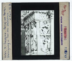 Arles, St. Trophime : Portal, Relief, Steinigung und Tod des Stephanus