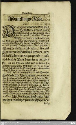 Abdankung : Abdanckungs-Rede