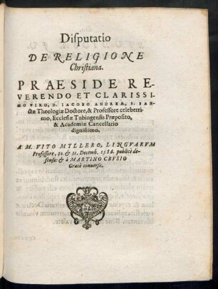 Disputatio De Religione Christiana.