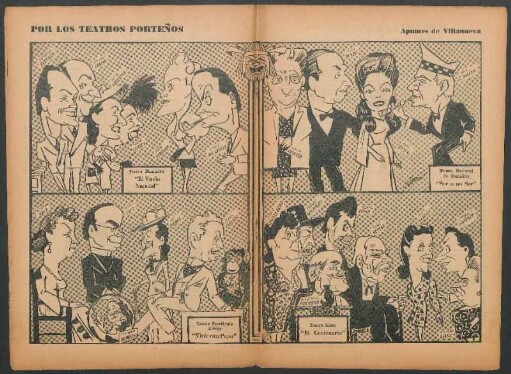 Por los teatros Porteños [Dibujos] : Apuntes de Villanueva