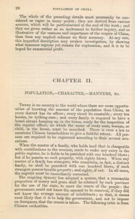 Chapter II. Population, - character, - manners, &c.