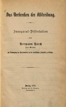 Das Verbrechen der Abtreibung
