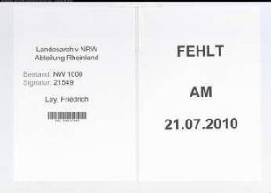 Entnazifizierung Friedrich Ley, geb. 00.00.0000 ()