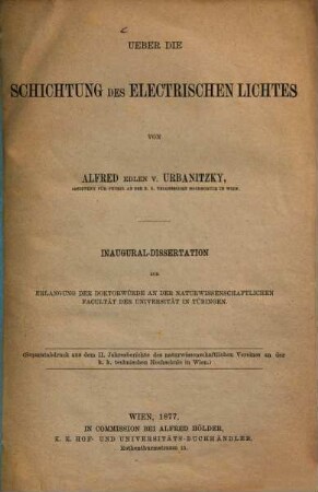 Über die Schichtung des electrischen Lichtes