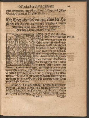 Die Dreyzehende Lection/ Aus der Historien des bittern Leidens und Sterbens/ unnd Begräbnis unsers lieben Herrn und Heylandes Jesu Christi/ nach den vier Evangelisten.